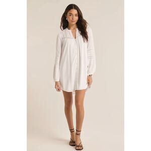 NWT Z Supply Faith Mini Dress Women's Large White Crochet Trim Gauze Bridal